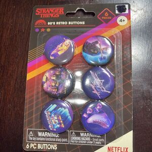 NEW 2024 STRANGER THINGS 6-Pack 80's Retro‎ Buttons NETFLIX